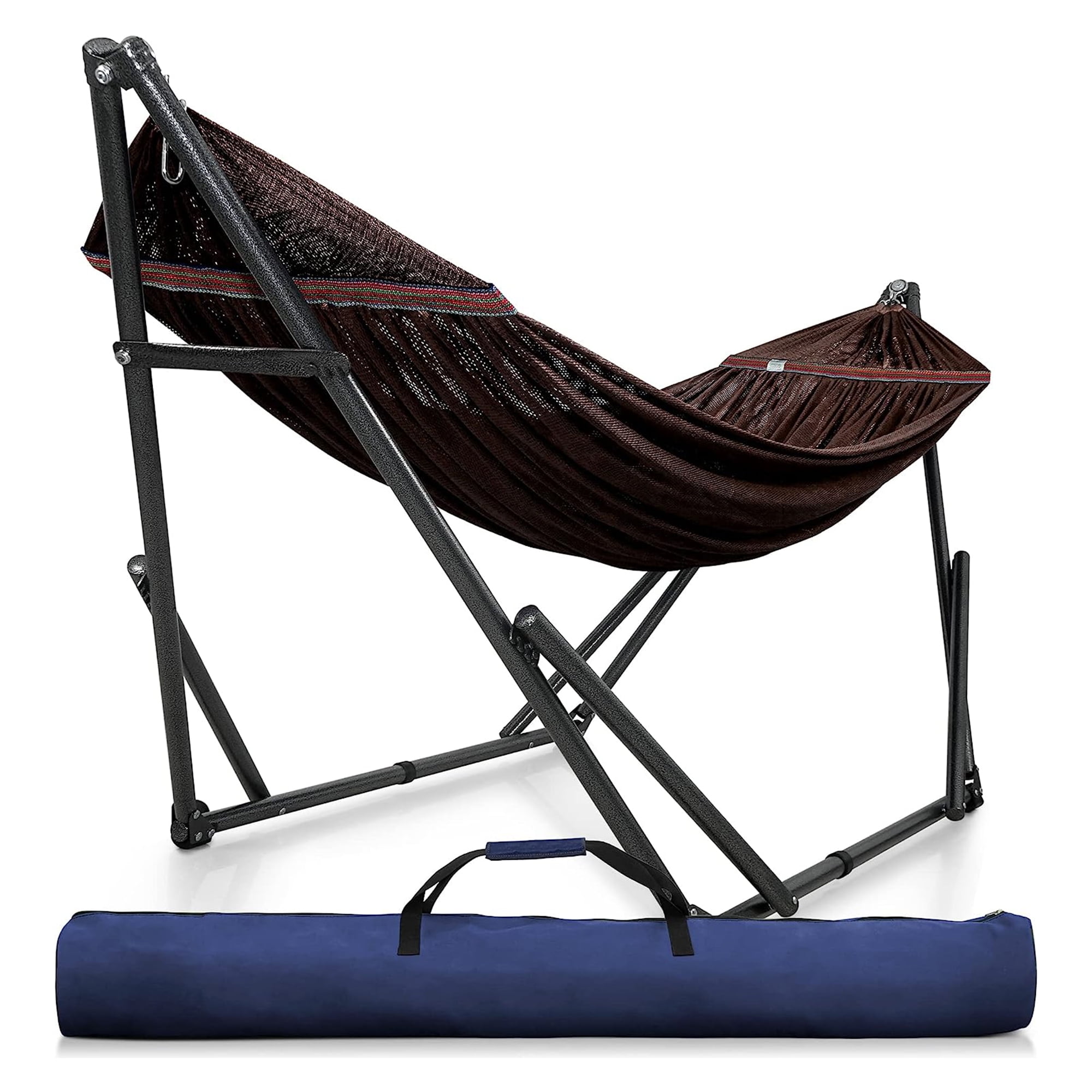 Tranquillo Universal 116" Double Hammock with Adjustable Stand & Bag, Brown