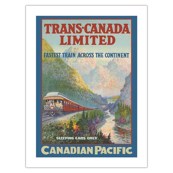 Trans-Canada Limited - Fastest Train Across The Continent - Canadian Pacific - Vintage Travel Poster by G. Y. Kauffman c.1924 - Bamboo Fine Art 290gsm Paper (Unframed) 12x16in