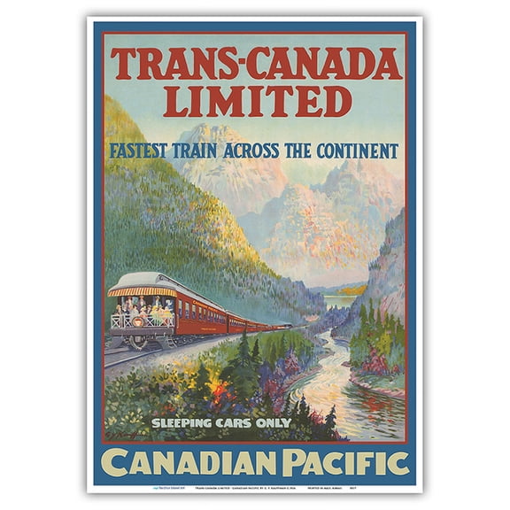 Trans-Canada Limited - Fastest Train Across The Continent - Canadian Pacific - Vintage Travel Poster by G. Y. Kauffman c.1924 - Master Art Print 10in x 14in