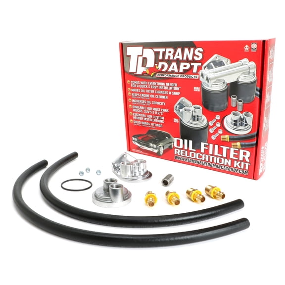 Trans-Dapt 1120 TDP1120 OIL FLTR RELO KIT SNGL BOP Fits select: 2002-2006 CADILLAC ESCALADE, 2004-2005 CADILLAC CTS