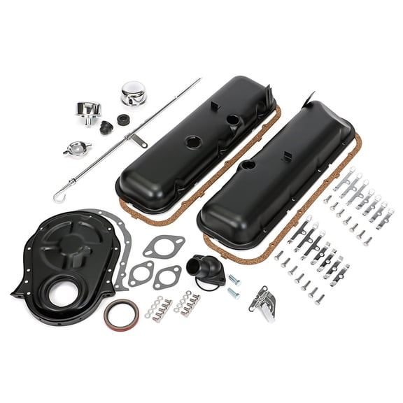 Trans-Dapt Performance Products 3060 Valve Cover; BBC; Black Powder Coat; No PCV;