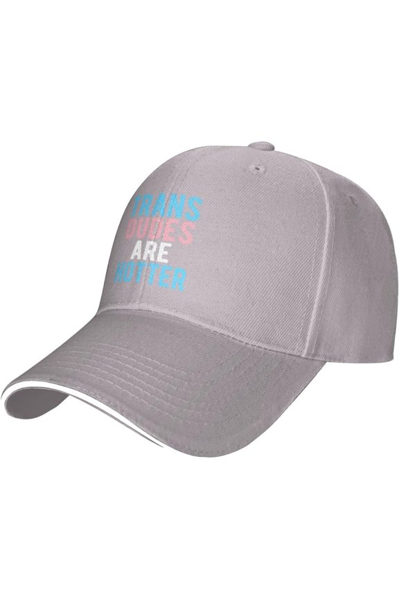 Trans Dudes are Hotter, Funny Transgender LGBT Baseball Cap Men Ponytail Hat Women Dad Hat Sun Hat Trucker Hat Black