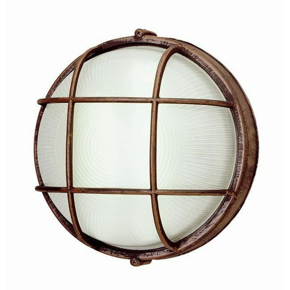 Trans Global Lighting PL-41515 RT Energy Efficient 1 Light Outdoor Round Bulk Head - Rust