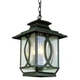thumbnail image 1 of Three Light Burnished Rust Clear Seeded Glass Hanging Lantern, 1 of 2