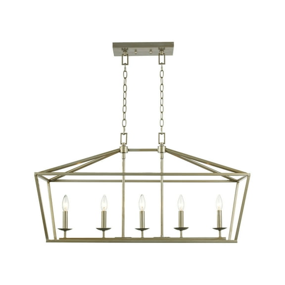 Trans Globe Lighting 10263 Lacey 5 Light 36" Wide Taper Candle Linear Chandelier - Silver