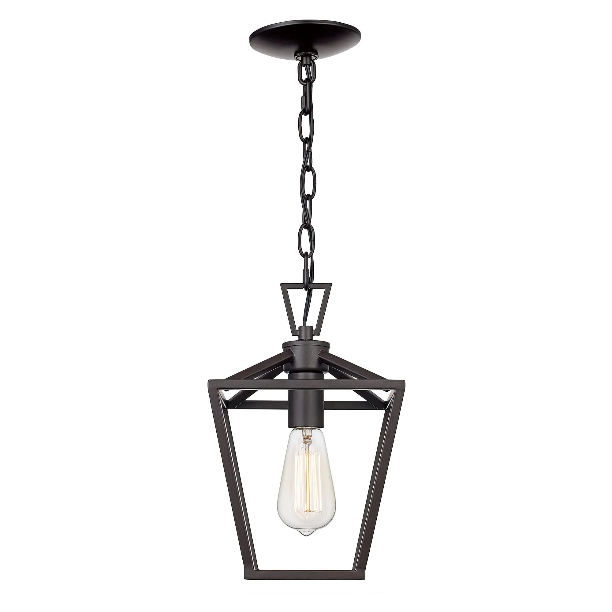 Antique Silver Leaf Glass Mini Lantern Pendant Light