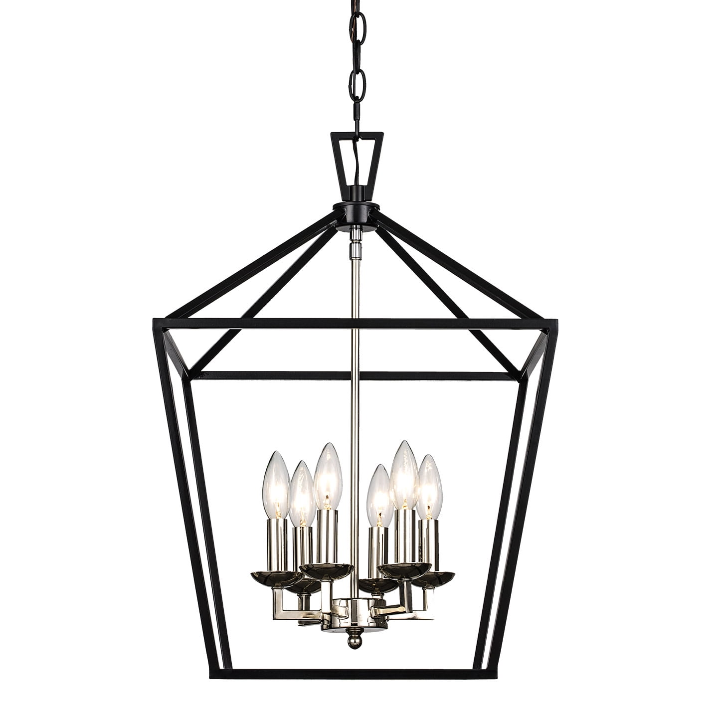 Black Metal 6-Light Lantern Chandelier