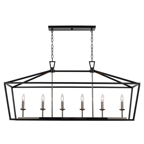 Trans Globe Lighting 10267 PC/BK Lacey 6 Light 49" Wide Linear Chandelier - Black