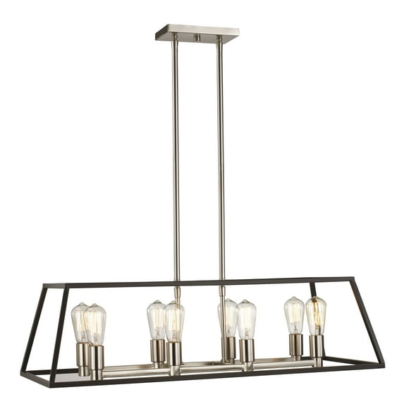 Trans Globe Lighting 10468 Adams 8 Light 35" Wide Linear Chandelier - Black