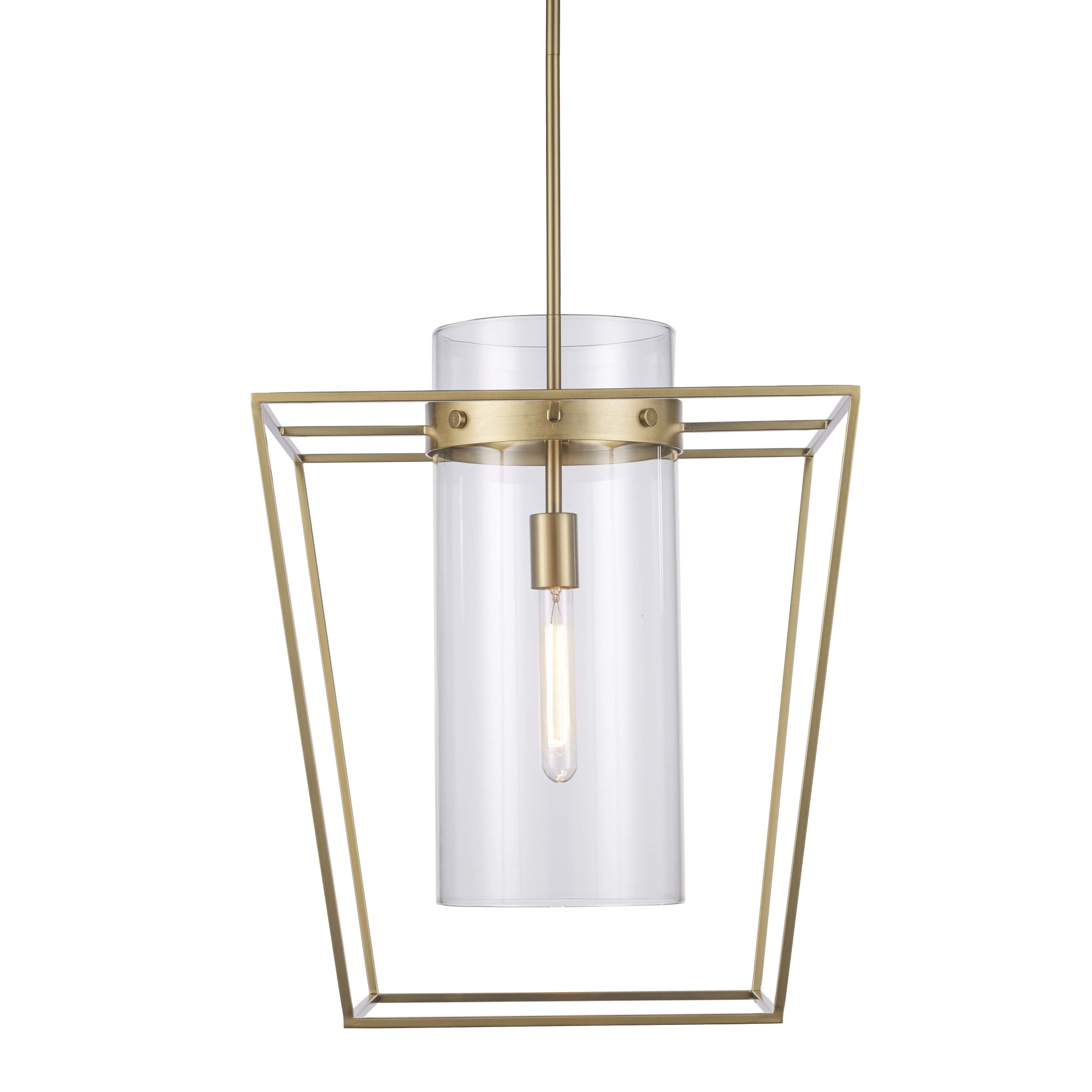 Antique Gold Mini Lantern Pendant with Clear Glass Shade
