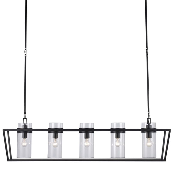 Trans Globe Lighting 11395 BK Rael 5 Light 54" Wide Linear Pendant - Black