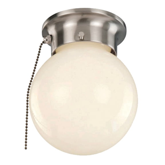 Trans Globe Lighting 3606P 1 Light Flush Mount Globe Pull Chain Ceiling Fixture - Nickel