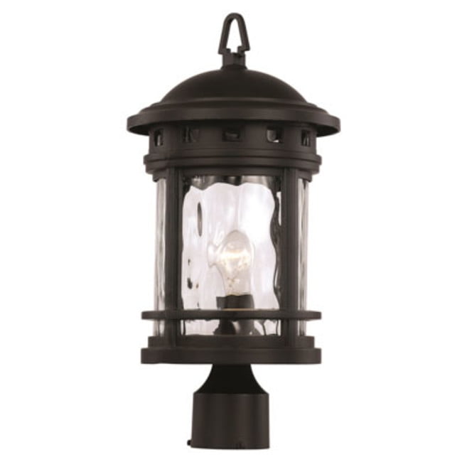 Mission Silica Water-Glass 18.5" Black Outdoor Post Lantern