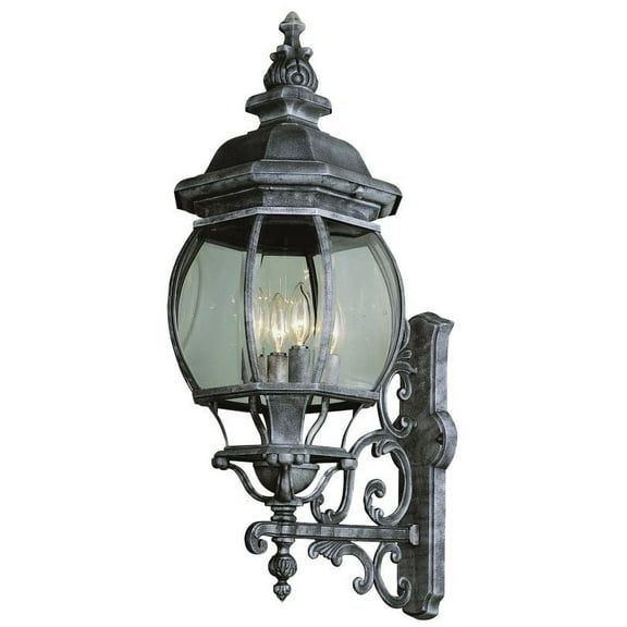 Four Light Rust Clear Beveled Glass Wall Lantern