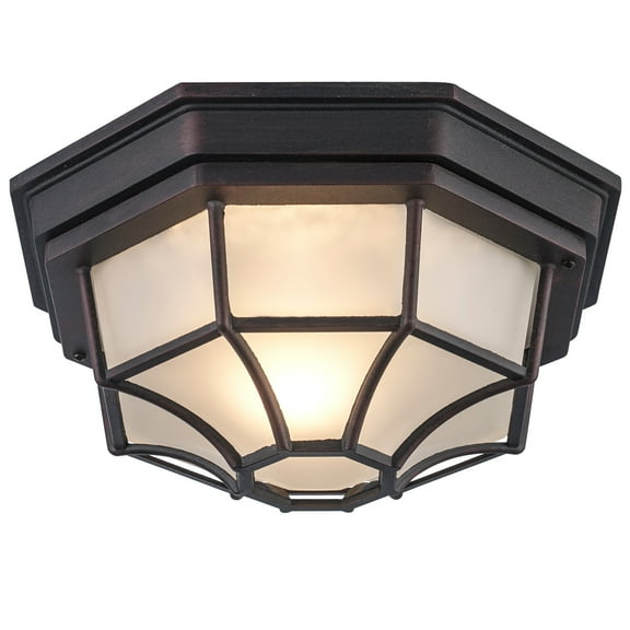 40582 RT-Trans Globe Lighting-The Standard - 11 Inch Large Flush Mount  Rust Finish with Frosted