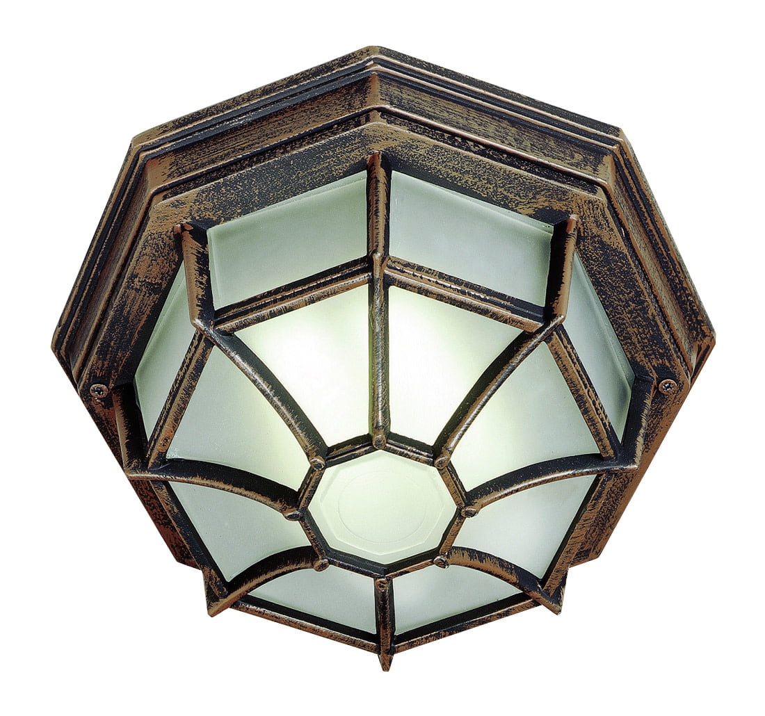 Rust 11" Glass and Metal Flushmount Lantern
