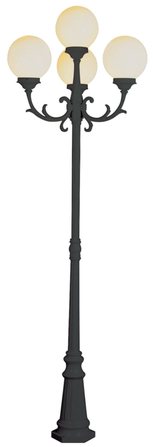 White Cast Aluminum Outdoor Lamp Post with Glass Globe Shades