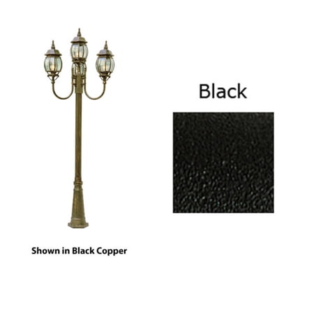 Four Light Black Clear Beveled, Hexagon Glass Post Light