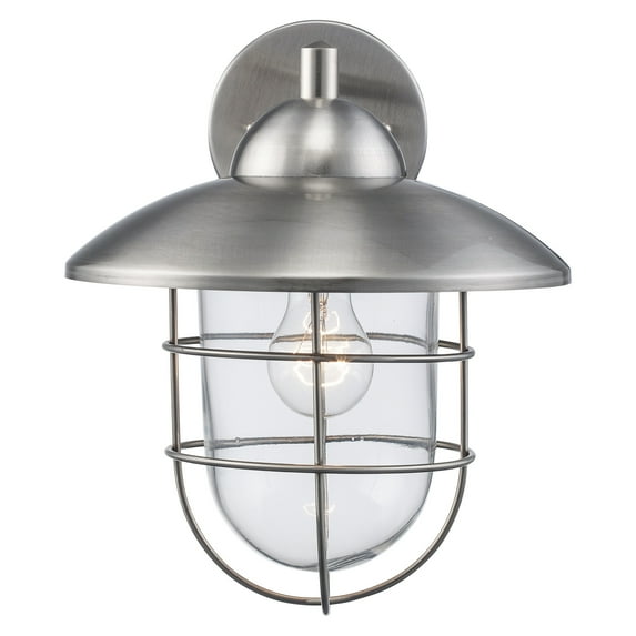4371 ST-Trans Globe Lighting-One Light Outdoor Wall Lantern Stainless Steel Finish with Clear Glass