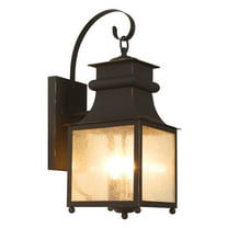 Three Light Weathered Bronze Amber Seeded Glass Wall Lantern