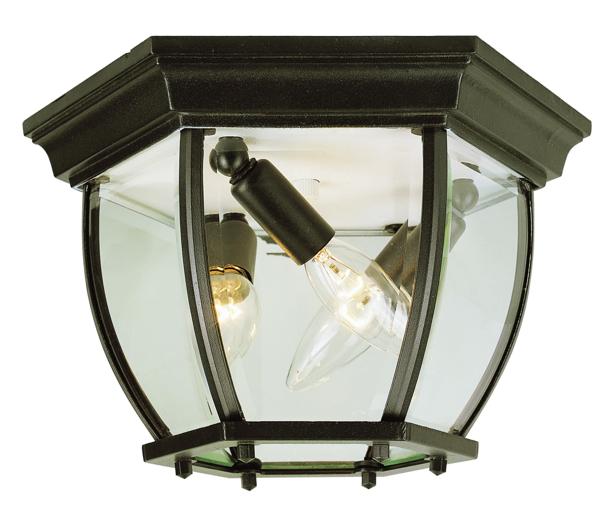 Angelus 11" Black Glass Indoor/Outdoor Flushmount Lantern
