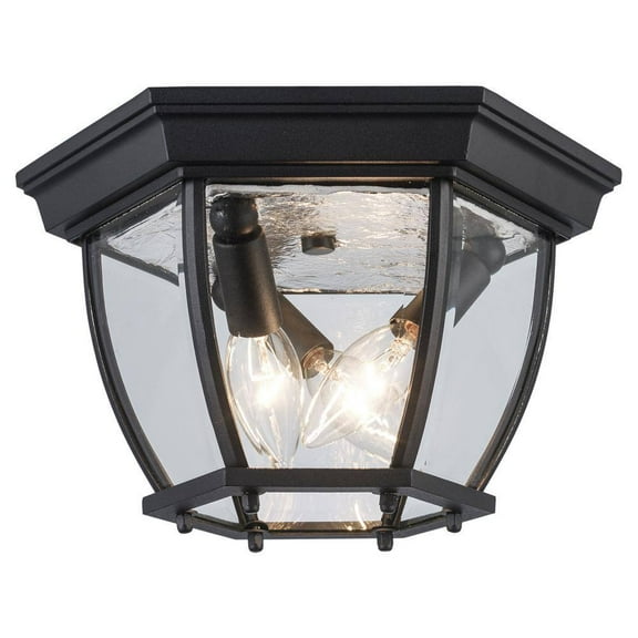 4906 BK-Trans Globe Lighting-The Standard - 11 Inch Flush Mount   Black Finish with Beveled Glass