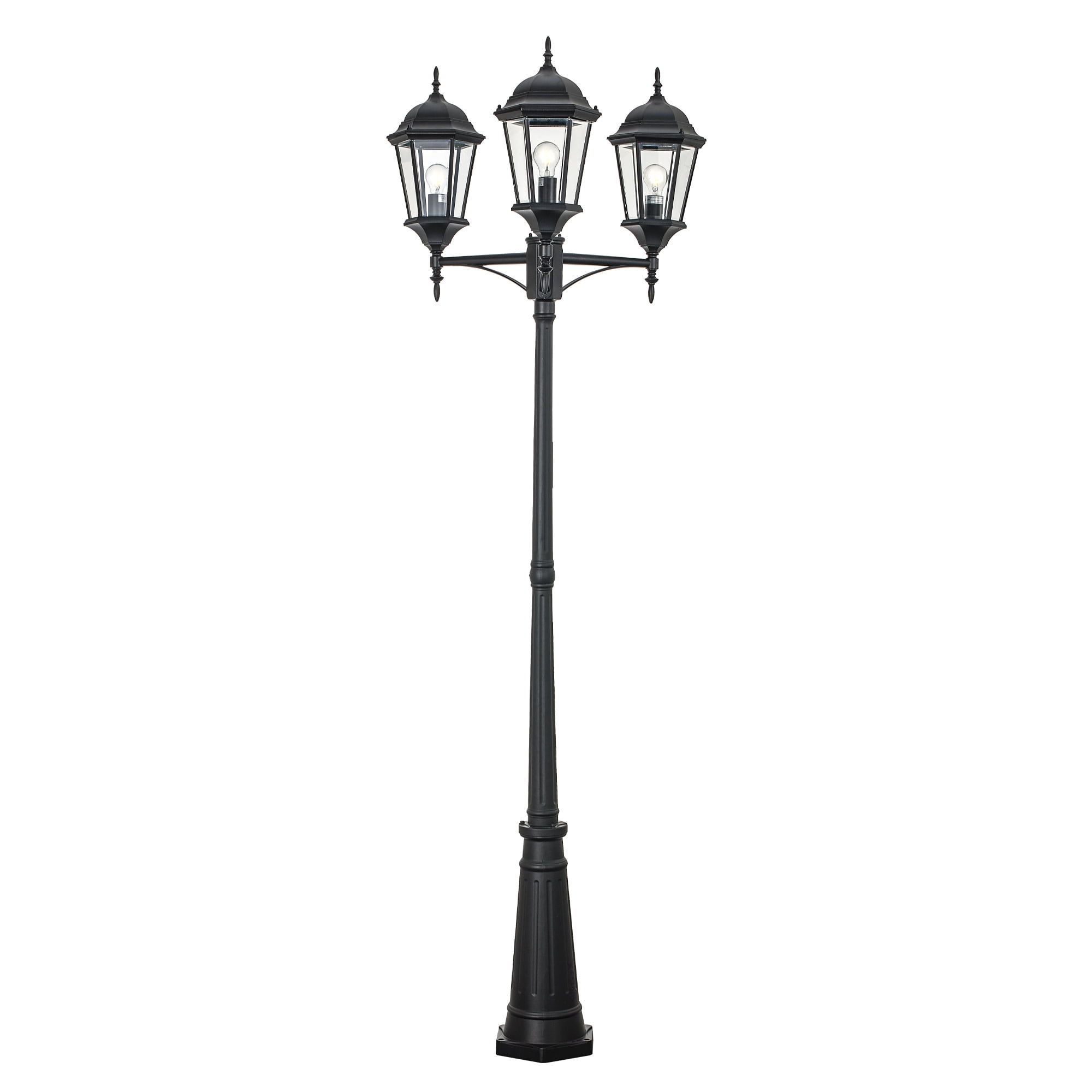 Classical Black Cast Aluminum 98" Outdoor Lamp Post with Clear Glass