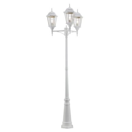 Three Light Rust Clear Beveled Glass Post Light