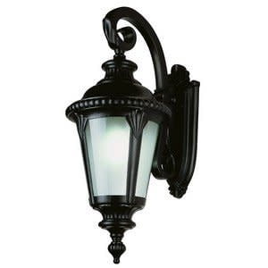 Three Light Black Clear Seeded Glass Wall Lantern