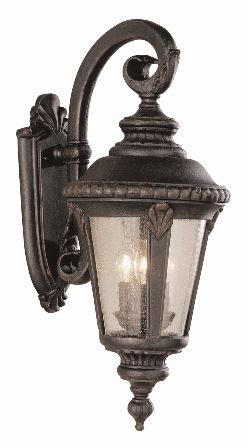 Rust Brown Seeded Glass Outdoor Wall Lantern Sconce
