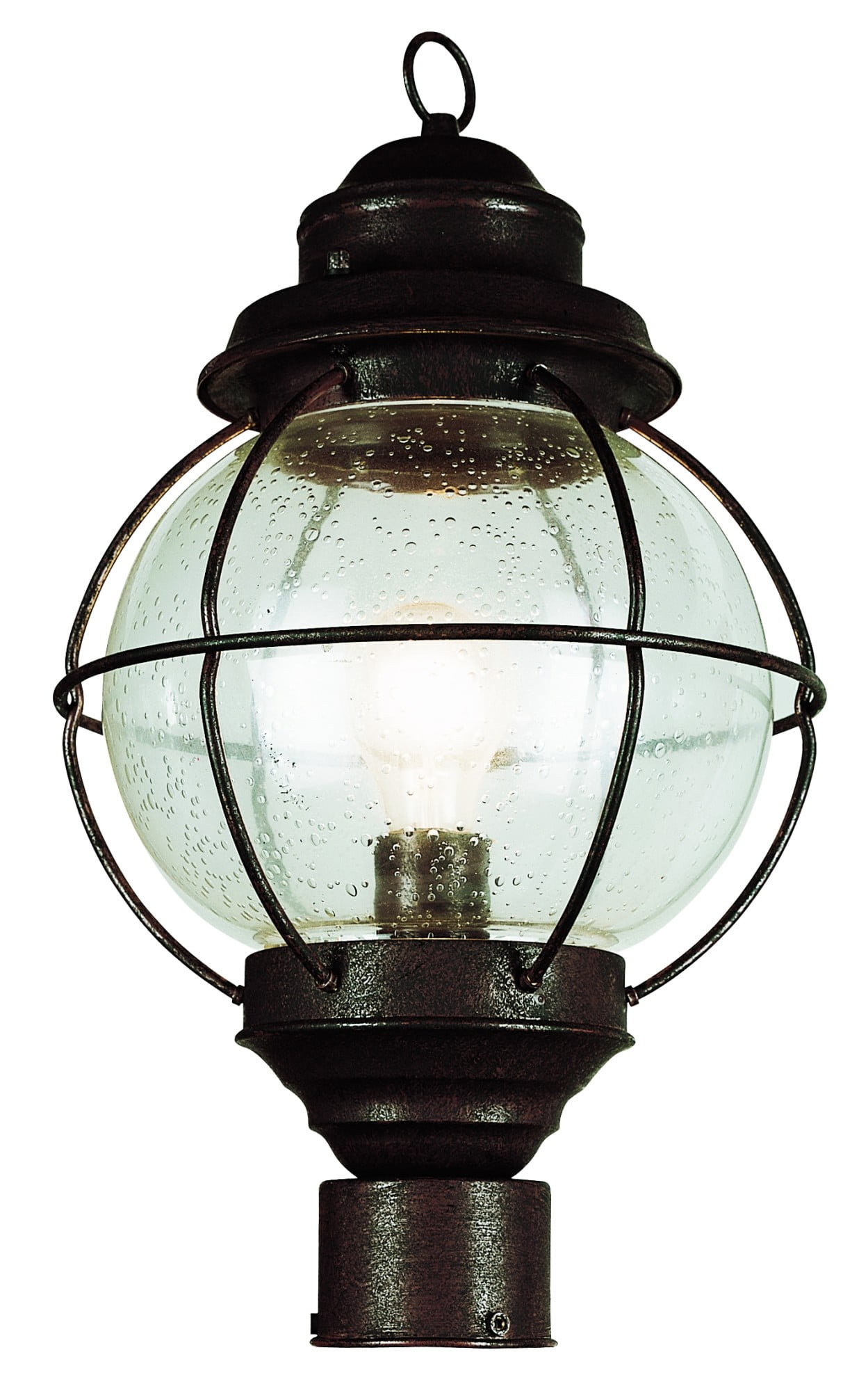 Seaside Charm Rustic Bronze Onion Lantern Post Light with Seeded Glass