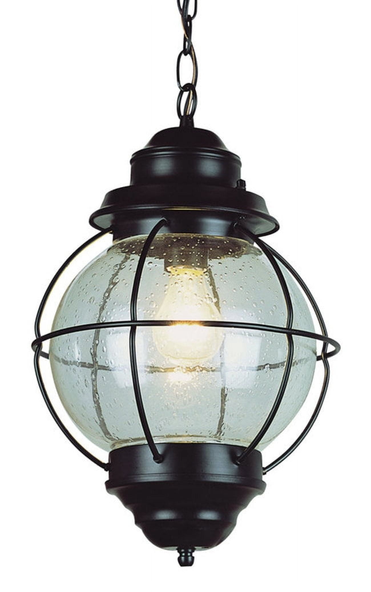Black Seeded Glass Nautical Outdoor Hanging Lantern