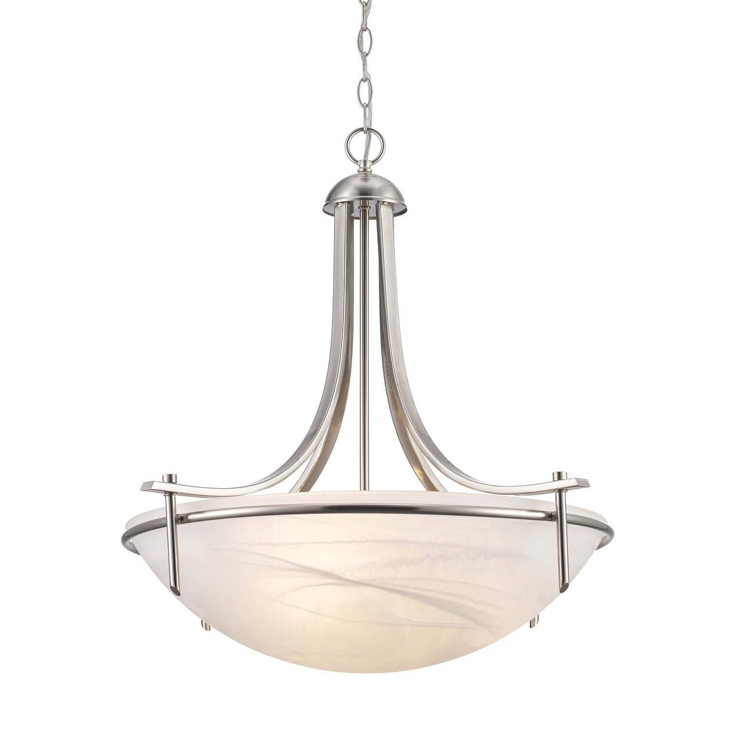 26" Brushed Nickel Glass Bowl Pendant Light