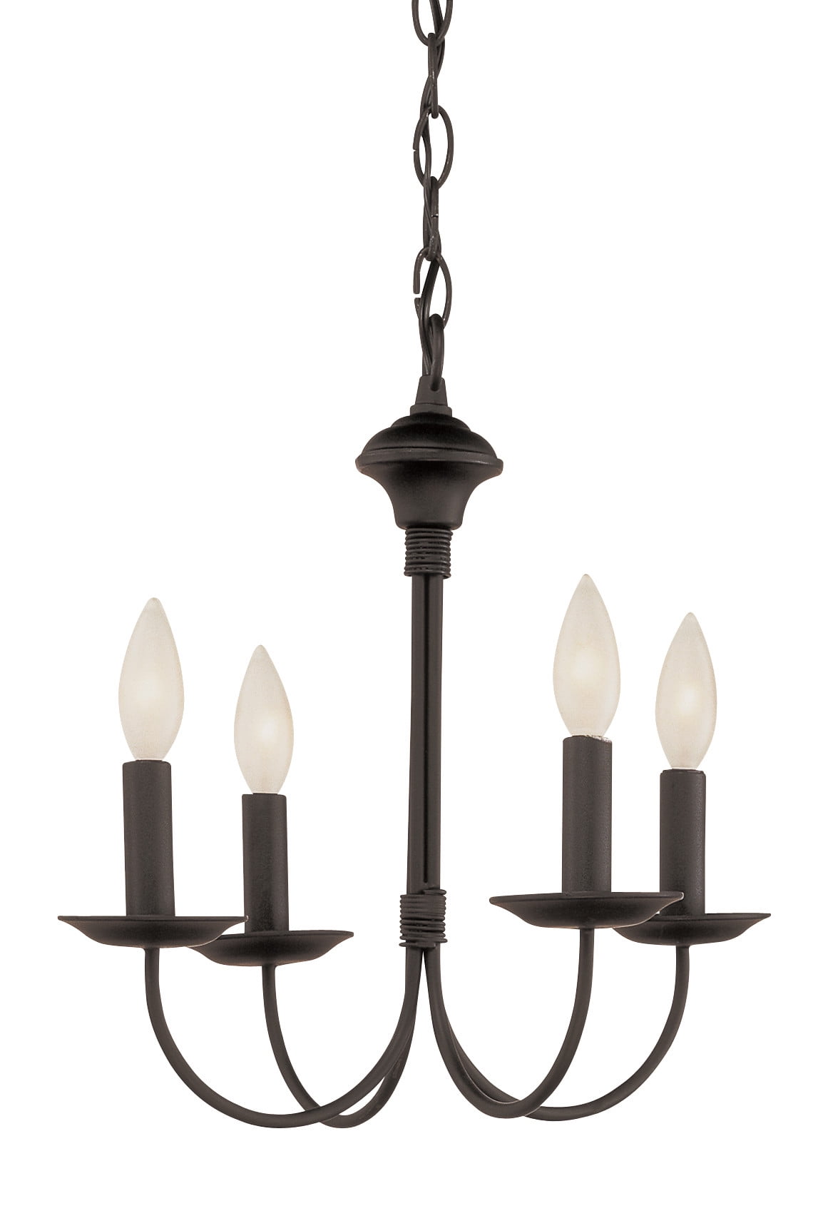 Black Metal Mini Candle Chandelier with Curved Arms