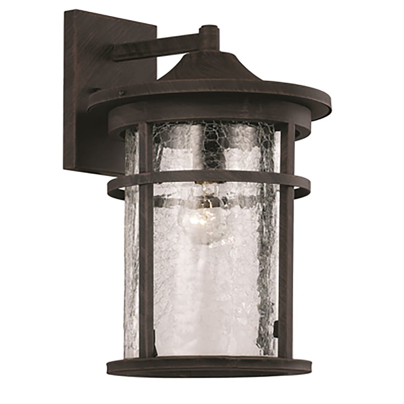 Rustic Brown Seeded Glass 14.5" Outdoor Wall Lantern