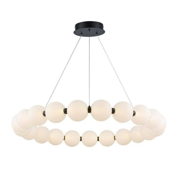 Trans Globe Ellington 33 in. Dimmable Integrated LED Black Chandelier Light Fixture with Acrylic Globe Shades