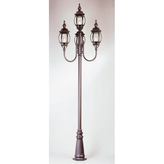 Four Light Swedish Iron Clear Beveled, Hexagon Glass Post Light