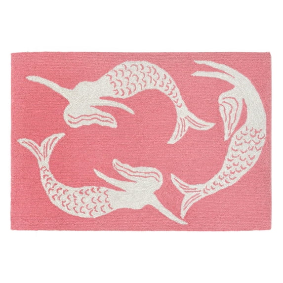 Trans-Ocean Imports CAP12167418 20 x 30 in. Liora Manne Capri Mermaids Indoor & Outdoor Rug - Orange