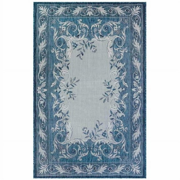 Trans-Ocean Imports CRE58842433 4 ft. 10 in. x 7 ft. 6 in. Liora Manne Carmel Aubusson Indoor & Outdoor Wilton Woven Rectangle Rug - Navy