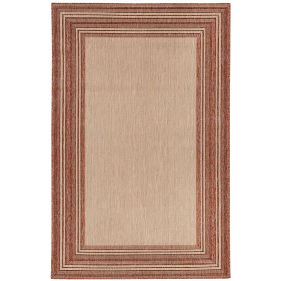 Trans-Ocean Imports CRES8842524 7 ft. 10 in. Square Liora Manne Carmel Multi Border Indoor & Outdoor Rug Wilton Woven Square Rug - Red