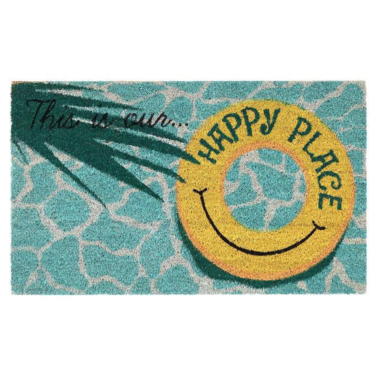 Trans-Ocean Imports NTR12220804 18 x 30 in. Liora Manne Natura This Is Our Happy Place Outdoor Mat - Aqua