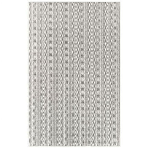 Trans-Ocean Imports PYM58600338 Liora Manne Plymouth Texture Stripe Indoor & Outdoor Rug, Silver - 4 ft. 10 in. x 7 ft. 6 in.