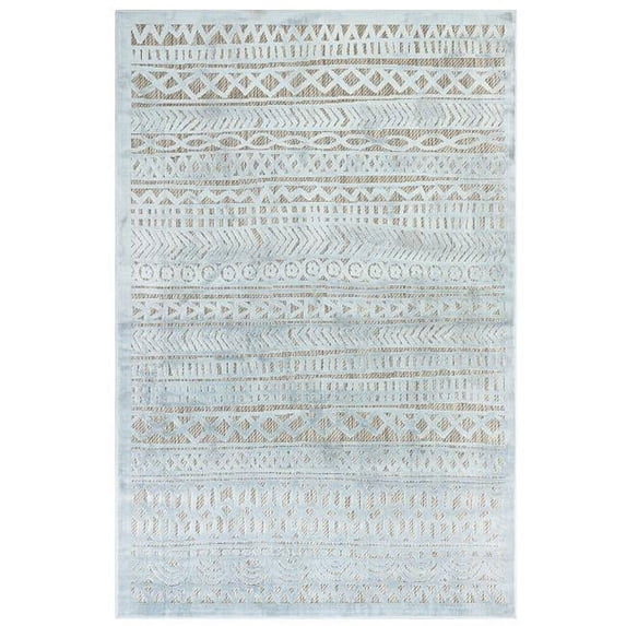 Trans-Ocean Imports RTO45703604 Liora Manne Rialto Tribal Stripe Indoor & Outdoor Rug, Aqua - 39 x 59 in.