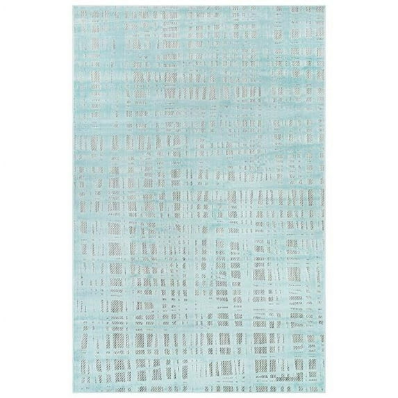 Trans-Ocean Imports RTO58703704 Liora Manne Rialto Grid Indoor & Outdoor Rug&#44; Aqua - 4 ft. 10 in. x 7 ft. 6 in.