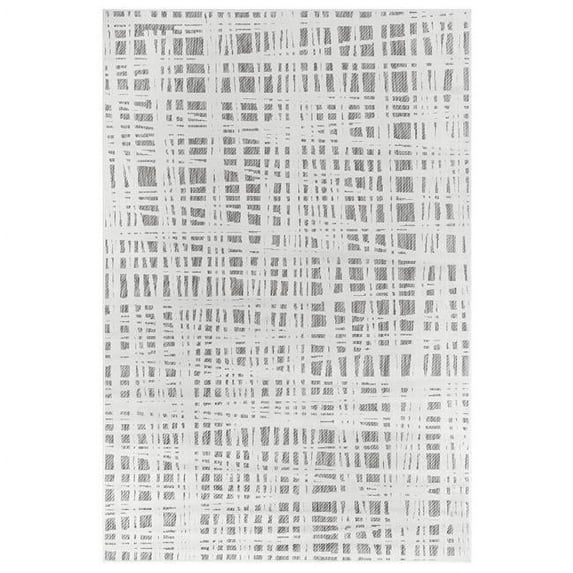 Trans-Ocean Imports RTO58703712 Liora Manne Rialto Grid Indoor & Outdoor Rug, Ivory - 4 ft. 10 in. x 7 ft. 6 in.