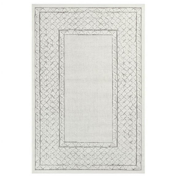 Trans-Ocean Imports RTOR8704012 Liora Manne Rialto Border Indoor & Outdoor Rug, Ivory - 23 in. x 7 ft. 6 in.
