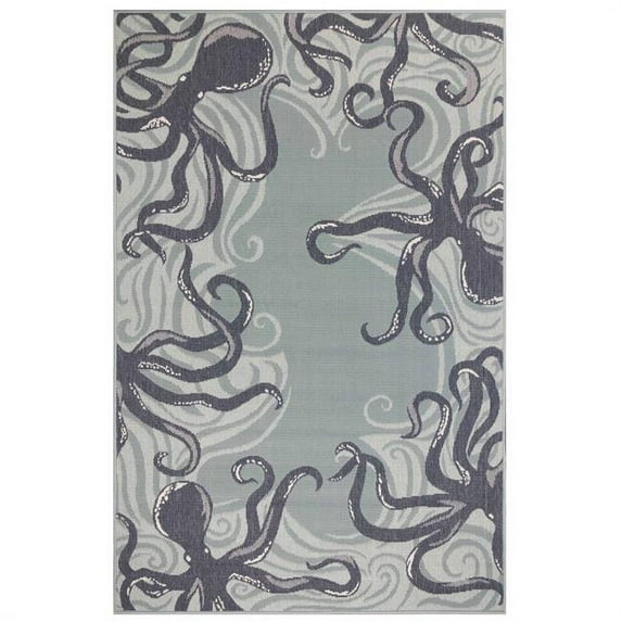 Trans-Ocean Imports RVI80764733 7 ft. 10 in. x 9 ft. 10 in. Liora Manne Riviera Tako Indoor & Outdoor Wilton Woven Rug - Navy
