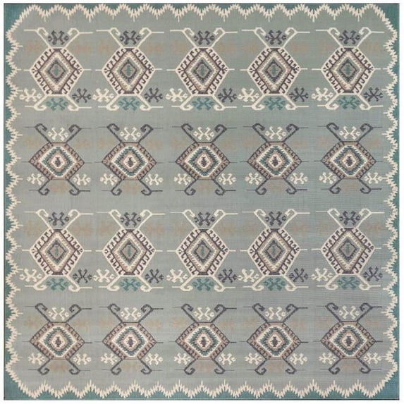 Trans-Ocean Imports RVIS8764503 7 ft. 10 in. Liora Manne Square Riviera Kilim Indoor & Outdoor Rug - Cool