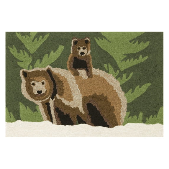 Frontporch Bear Family Rug-Color:Forest Green,Size:30"Lx20"Wx0.375"H
