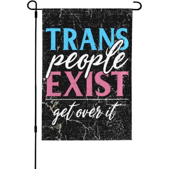 Trans People Exist Transgender Lgbtq Gender Garden Flag outdoor yard flags 12.5"x18" Flag Seasonal House Flag Welcome Flag Rustic Farmhouse Decor for Seasonal Holiday